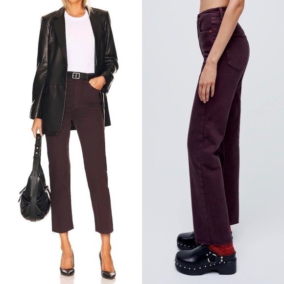 NWT RE/DONE 70s High Waist Stovepipe Straight Leg Ankle Crop Plum Denim Jeans 25 - Picture 3 of 9